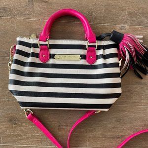 BETSEY JOHNSON neon pink and stripped tote